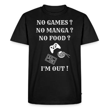 PAS DE JEUX PAS DE MANGA PAS DE NOURRITURE | Jeu - T-shirt Premium bio Homme - noir - Devant - Nico (187cm)