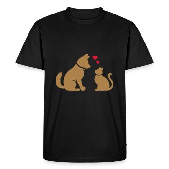 Friends Forever - Chat & Chien - Chat & Chien BFF - T-shirt Premium bio Homme - noir - Devant - Nico (187cm)