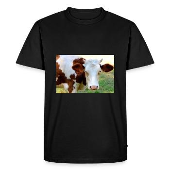 Cow Poster - Men's Premium Organic T-Shirt - black - Front - Nico (187cm)