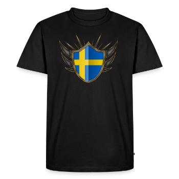 Suède Drapeau Gold Crest 014 - T-shirt Premium bio Homme - noir - Devant - Nico (187cm)