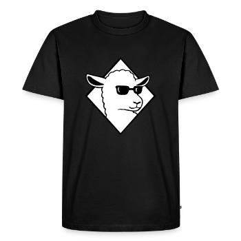 Cool sheep with sunglasses mowing wool - Men's Premium Organic T-Shirt - black - Front - Nico (187cm)
