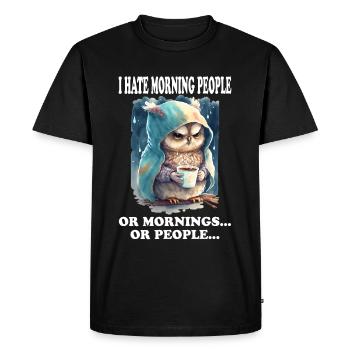 Je déteste les gens du matin drôles en disant Morning Grouch - T-shirt Premium bio Homme - noir - Devant - Nico (187cm)