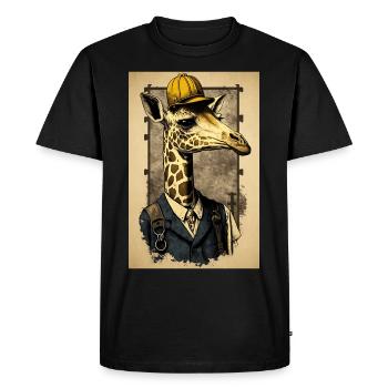 Girafe ouvrière - T-shirt Premium bio Homme - noir - Devant - Nico (187cm)