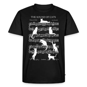 Chats musical notes - thème blanc - T-shirt Premium bio Homme - noir - Devant - Nico (187cm)