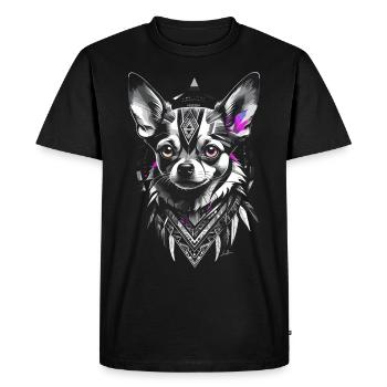 Geometric Chihuahua Dog Gray Pink - Men's Premium Organic T-Shirt - black - Front - Nico (187cm)