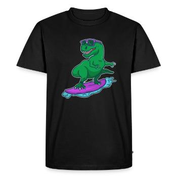 Surfer Dino T-Rex sur un cadeau de surfeur de surf - T-shirt Premium bio Homme - noir - Devant - Nico (187cm)