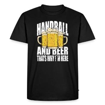 Handball und Bier Spruch lustig - Männer Premium Bio T-Shirt - Schwarz - Vorne - Nico (187cm)