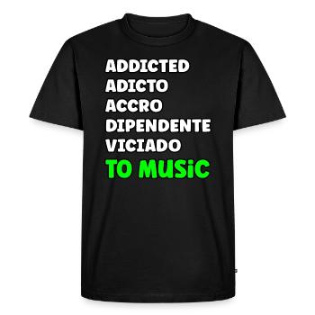 Accro à la musique international - T-shirt Premium bio Homme - noir - Devant - Nico (187cm)