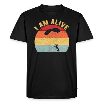 Parachutisme parachutiste - T-shirt Premium bio Homme - noir - Devant - Nico (187cm)