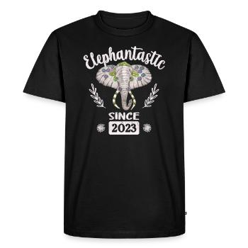 Elephantastic depuis 2023, tête d’éléphant ornée - T-shirt Premium bio Homme - noir - Devant - Nico (187cm)