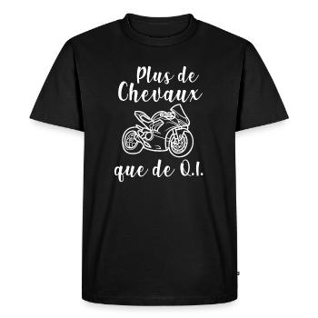 Plus de Chevaux que de QI - T-shirt Premium bio Homme - noir - Devant - Nico (187cm)