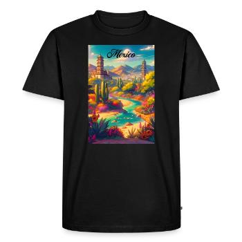 Mexique désert rétro affiche souvenir vintage - T-shirt Premium bio Homme - noir - Devant - Nico (187cm)
