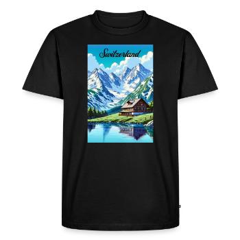 Suisse Affiche Rétro Vintage Souvenir - T-shirt Premium bio Homme - noir - Devant - Nico (187cm)