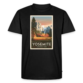 Yosemite Retro Poster Vintage Souvenir - Men's Premium Organic T-Shirt - black - Front - Nico (187cm)