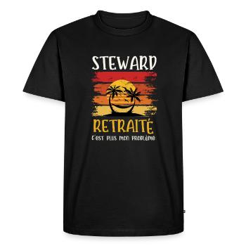 steward retraité - T-shirt Premium bio Homme - noir - Devant - Nico (187cm)