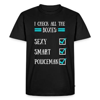 Policier - T-shirt Premium bio Homme - noir - Devant - Nico (187cm)