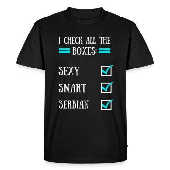 Serbia serb sexy smart origin woman home - Men's Premium Organic T-Shirt - black - Front - Nico (187cm)