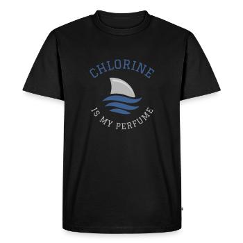 Nager en disant que le chlore est drôle est mon parfum - T-shirt Premium bio Homme - noir - Devant - Nico (187cm)