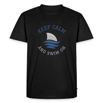 Swimming saying funny keep calm and swim on - Men's Premium Organic T-Shirt - black - Front - Nico (187cm)