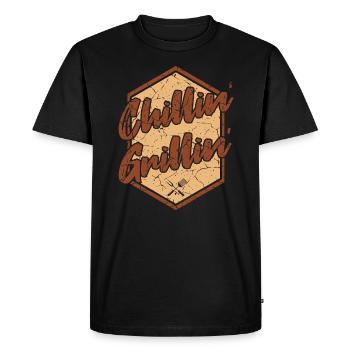 BBQ Grill CHILLIN AND GRILLIN - Men's Premium Organic T-Shirt - black - Front - Nico (187cm)