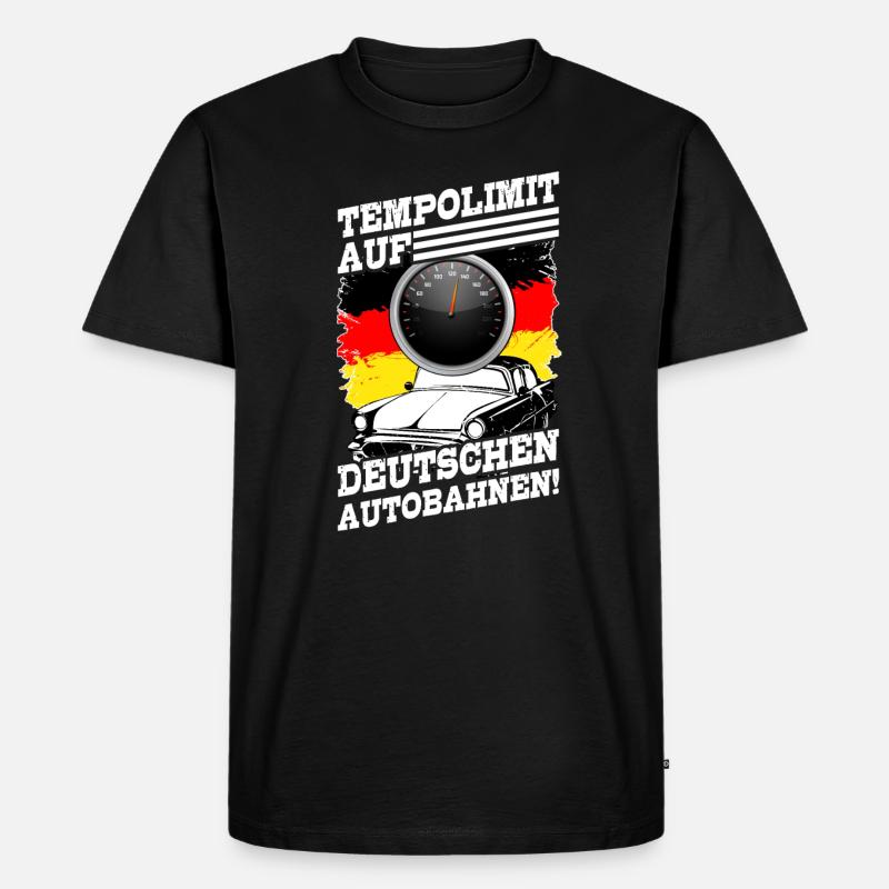 Autobahn Tempolimit Tempolimit Auf Deutschen - Männer Premium Bio T-Shirt - Schwarz