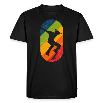 Skateboard Retro Kickflip Distressed - Men's Premium Organic T-Shirt - black - Front - Nico (187cm)