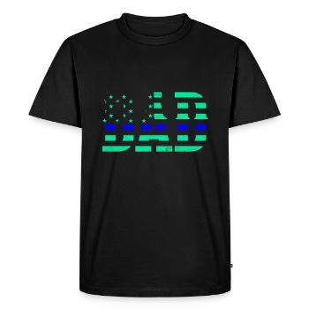 Policeman Father's Day Dad USA Flag - Men's Premium Organic T-Shirt - black - Front - Nico (187cm)