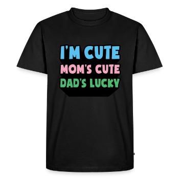Maman Papa Bébé Je suis Mignon Maman Mignon Papa’s Lucky - T-shirt Premium bio Homme - noir - Devant - Nico (187cm)