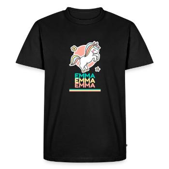 Emma Prénom Cadeau Douce Licorne - T-shirt Premium bio Homme - noir - Devant - Nico (187cm)