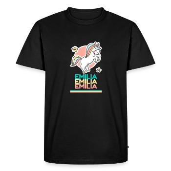 Emilia Prénom Cadeau Douce Licorne - T-shirt Premium bio Homme - noir - Devant - Nico (187cm)