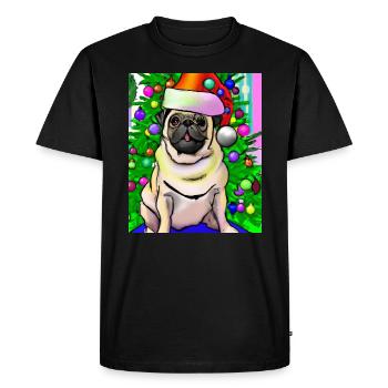 Carlin avec casquette de Noël Propriétaires de chiens de Noël - T-shirt Premium bio Homme - noir - Devant - Nico (187cm)