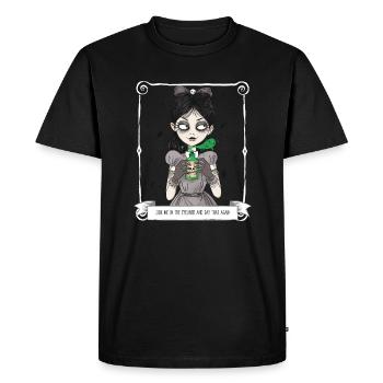 Lolita gothique regarde-moi dans l’eye-liner et dis - T-shirt Premium bio Homme - noir - Devant - Nico (187cm)