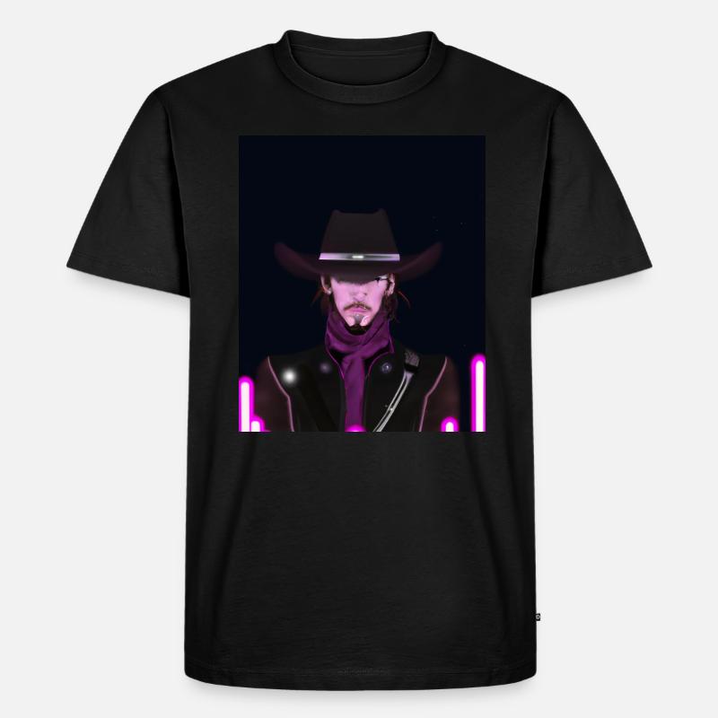 Goth Synthwave Outrun Goth Cowboy - Männer Premium Bio T-Shirt - Schwarz