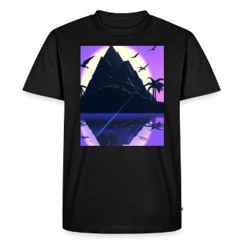 Vaporwave Aesthetic Island Palm Mountains - Men's Premium Organic T-Shirt - black - Front - Nico (187cm)