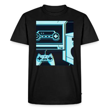 Vaporwave Aesthetic Gaming Console Controller - Men's Premium Organic T-Shirt - black - Front - Nico (187cm)