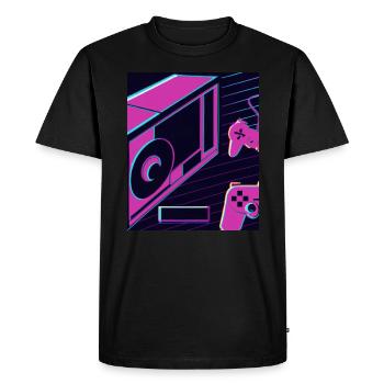 Vaporwave Aesthetic Gaming Console Future - Men's Premium Organic T-Shirt - black - Front - Nico (187cm)