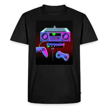 Vaporwave Aesthetic Retro Gaming Console - Men's Premium Organic T-Shirt - black - Front - Nico (187cm)