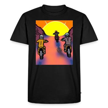 Vaporwave Aesthetic Sunset Mountains - Men's Premium Organic T-Shirt - black - Front - Nico (187cm)