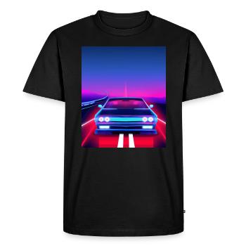 Vaporwave Aesthetic Vintage Highway - Men's Premium Organic T-Shirt - black - Front - Nico (187cm)