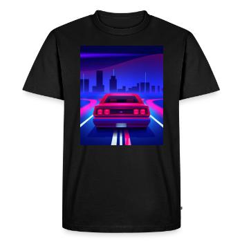 Vaporwave Aesthetic Vintage Highway - Men's Premium Organic T-Shirt - black - Front - Nico (187cm)
