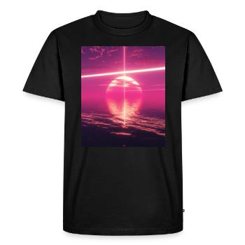 Vaporwave Aesthetic Sunset Sea - Men's Premium Organic T-Shirt - black - Front - Nico (187cm)