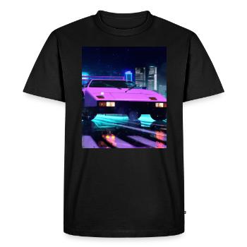 Vaporwave Aesthetic Sports Car Rain Night - Men's Premium Organic T-Shirt - black - Front - Nico (187cm)