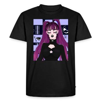 Goth Anime Vaporwave Cute Creepy Goth Girl - Men's Premium Organic T-Shirt - black - Front - Nico (187cm)