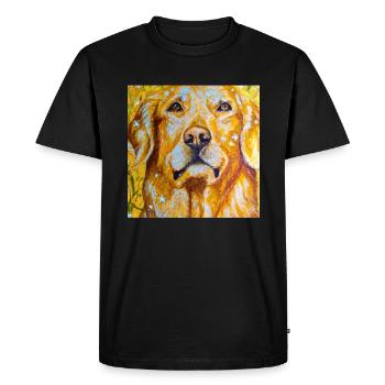 Portrait du Golden Retriever Gustav Klimt Style Chien - T-shirt Premium bio Homme - noir - Devant - Nico (187cm)