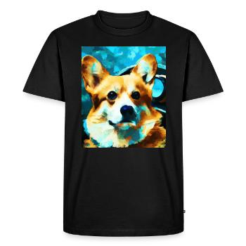 Corgi Portrait Vincent Van Gogh Style Chien - T-shirt Premium bio Homme - noir - Devant - Nico (187cm)