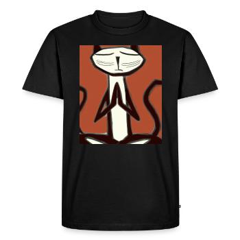 Portrait de chat méditant le cubisme de chat - T-shirt Premium bio Homme - noir - Devant - Nico (187cm)