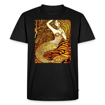 Mermaid Portrait Gustav Klimt Style - Men's Premium Organic T-Shirt - black - Front - Nico (187cm)