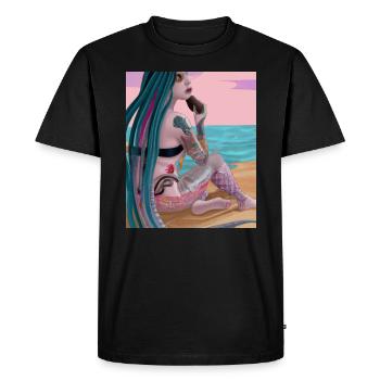 Mermaid Tattoo Retro Goth Girl Beach Mer - T-shirt Premium bio Homme - noir - Devant - Nico (187cm)