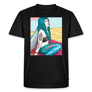 Mermaid Tattoo Retro Goth Girl Beach Mer - T-shirt Premium bio Homme - noir - Devant - Nico (187cm)