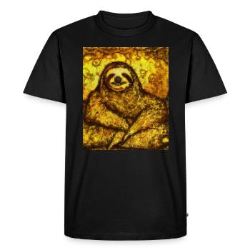 Sloth Portrait Funny Gustav Klimt Style - Men's Premium Organic T-Shirt - black - Front - Nico (187cm)